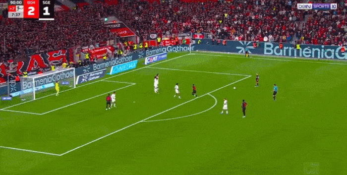 弹进球门, 击败了来访